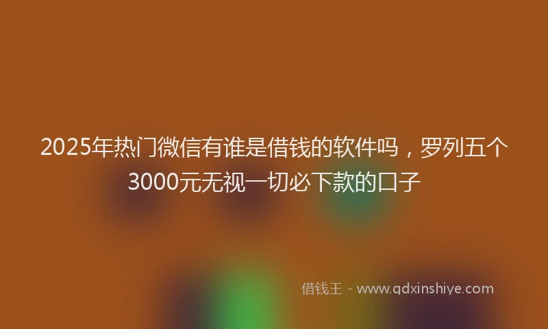 2025年热门微信有谁是借钱的软件吗，罗列五个3000元无视一切必下款的口子
