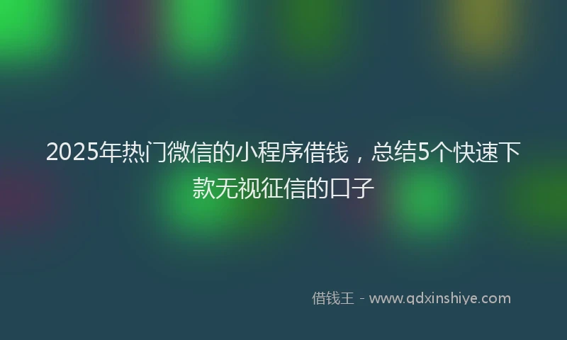 2025年热门微信的小程序借钱，总结5个快速下款无视征信的口子