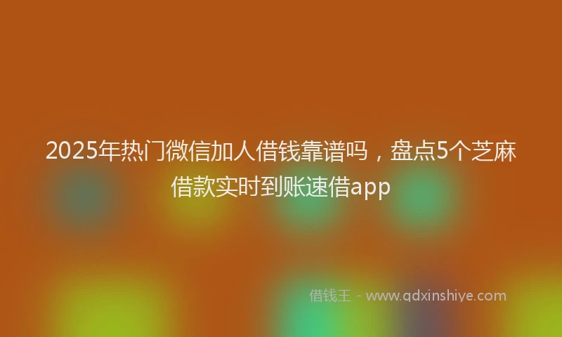 2025年热门微信加人借钱靠谱吗，盘点5个芝麻借款实时到账速借app