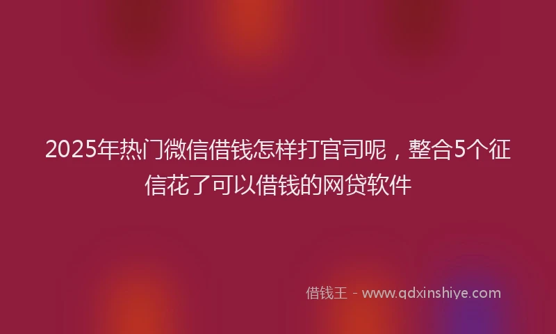 2025年热门微信借钱怎样打官司呢，整合5个征信花了可以借钱的网贷软件