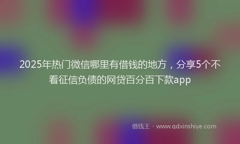 2025年热门微信哪里有借钱的地方，分享5个不看征信负债的网贷百分百下款app