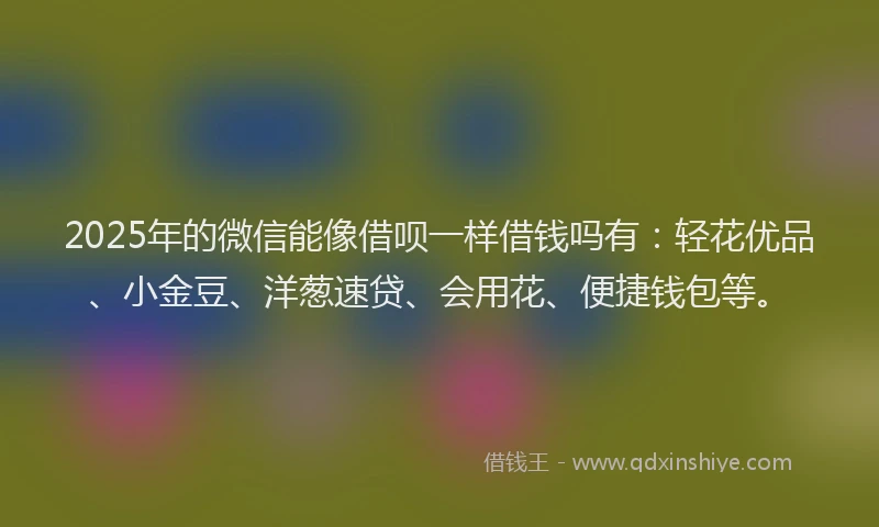 2025年的微信能像借呗一样借钱吗有：轻花优品、小金豆、洋葱速贷、会用花、便捷钱包等。