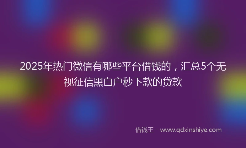 2025年热门微信有哪些平台借钱的，汇总5个无视征信黑白户秒下款的贷款