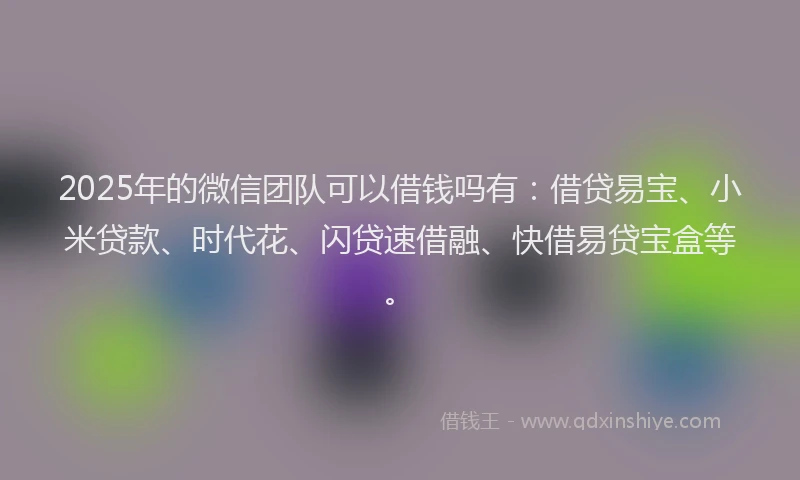 2025年的微信团队可以借钱吗有：借贷易宝、小米贷款、时代花、闪贷速借融、快借易贷宝盒等。