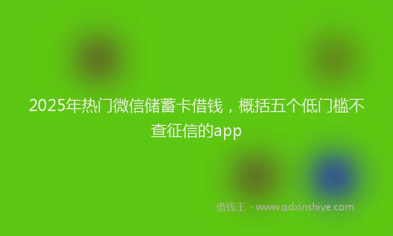 2025年热门微信储蓄卡借钱，概括五个低门槛不查征信的app