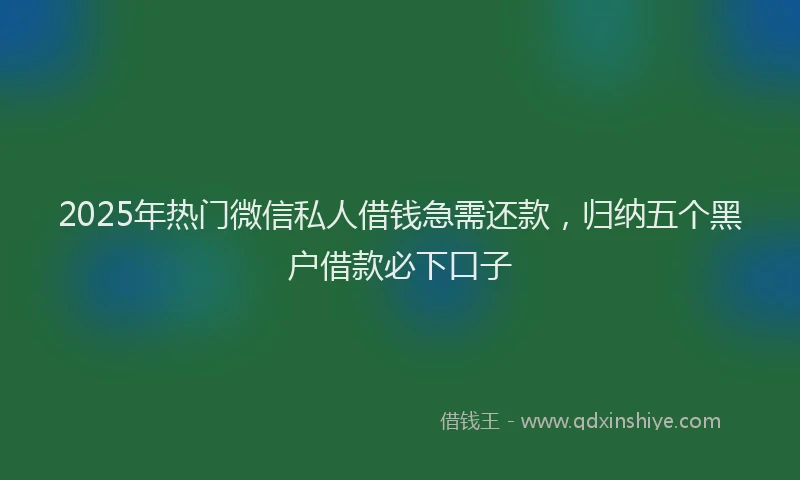 2025年热门微信私人借钱急需还款，归纳五个黑户借款必下口子