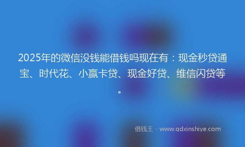 2025年的微信没钱能借钱吗现在有：现金秒贷通宝、时代花、小赢卡贷、现金好贷、维信闪贷等。