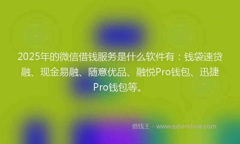 2025年的微信借钱服务是什么软件有：钱袋速贷融、现金易融、随意优品、融悦Pro钱包、迅捷Pro钱包等。