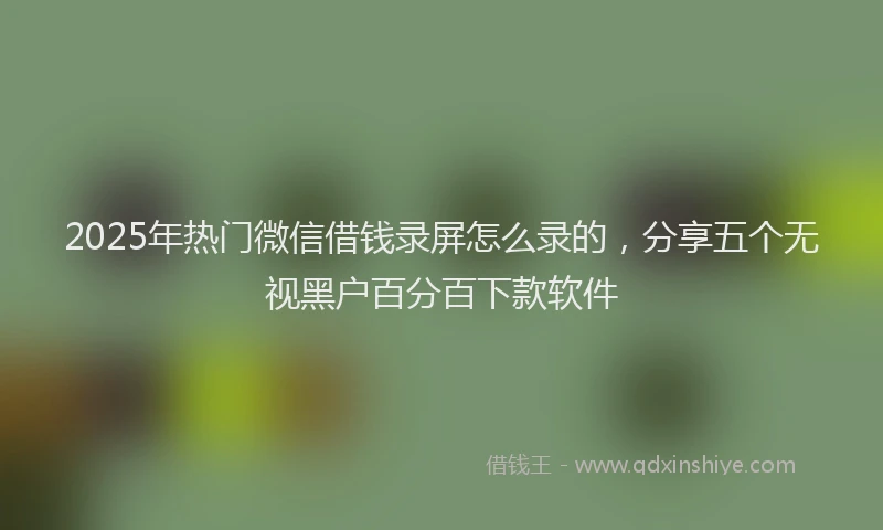2025年热门微信借钱录屏怎么录的，分享五个无视黑户百分百下款软件