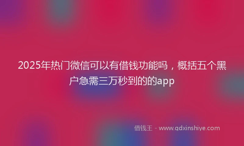 2025年热门微信可以有借钱功能吗，概括五个黑户急需三万秒到的的app