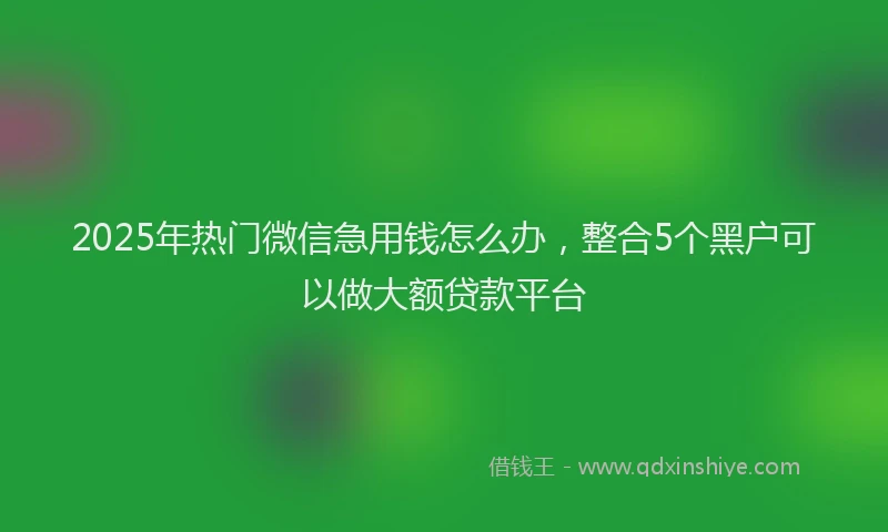 2025年热门微信急用钱怎么办，整合5个黑户可以做大额贷款平台