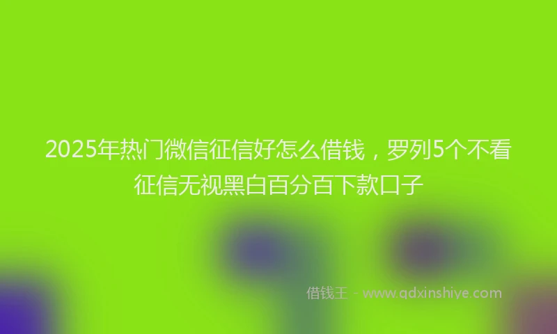 2025年热门微信征信好怎么借钱，罗列5个不看征信无视黑白百分百下款口子