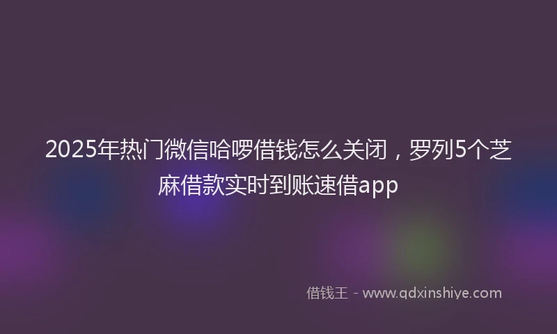 2025年热门微信哈啰借钱怎么关闭，罗列5个芝麻借款实时到账速借app