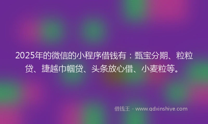2025年的微信的小程序借钱有：甄宝分期、粒粒贷、捷越巾帼贷、头条放心借、小麦粒等。