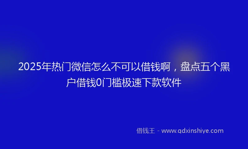 2025年热门微信怎么不可以借钱啊，盘点五个黑户借钱0门槛极速下款软件