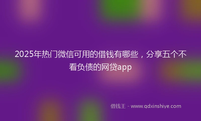 2025年热门微信可用的借钱有哪些，分享五个不看负债的网贷app