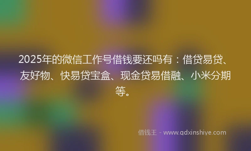 2025年的微信工作号借钱要还吗有：借贷易贷、友好物、快易贷宝盒、现金贷易借融、小米分期等。