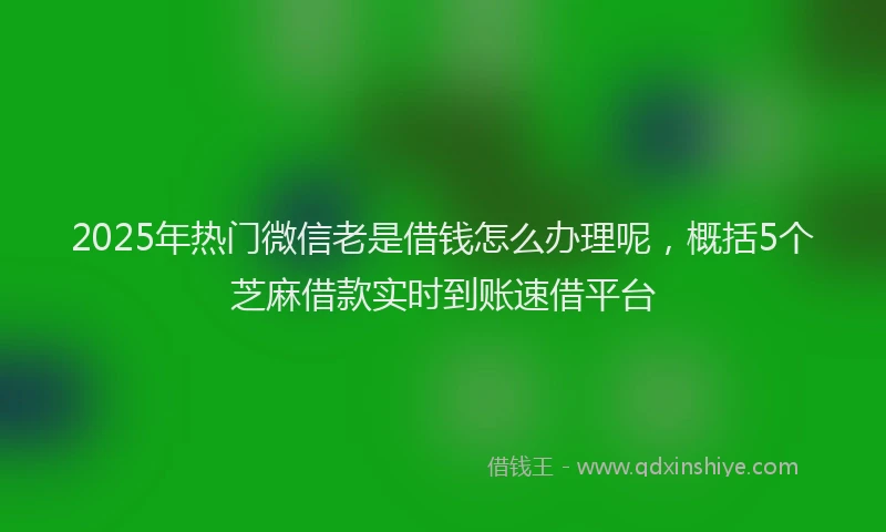 2025年热门微信老是借钱怎么办理呢，概括5个芝麻借款实时到账速借平台