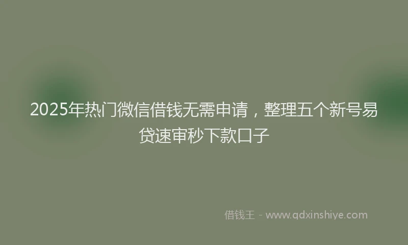 2025年热门微信借钱无需申请，整理五个新号易贷速审秒下款口子