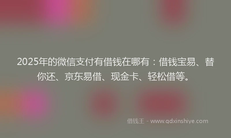 2025年的微信支付有借钱在哪有：借钱宝易、替你还、京东易借、现金卡、轻松借等。