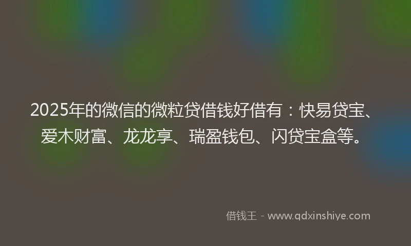 2025年的微信的微粒贷借钱好借有：快易贷宝、爱木财富、龙龙享、瑞盈钱包、闪贷宝盒等。
