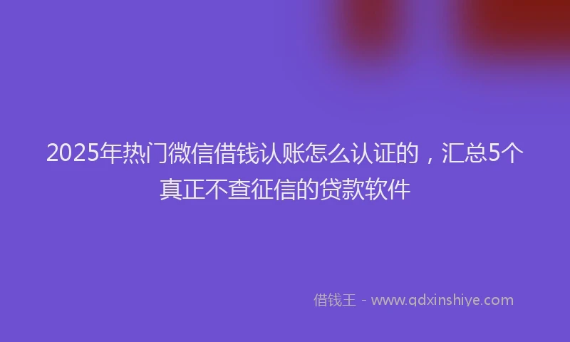2025年热门微信借钱认账怎么认证的，汇总5个真正不查征信的贷款软件