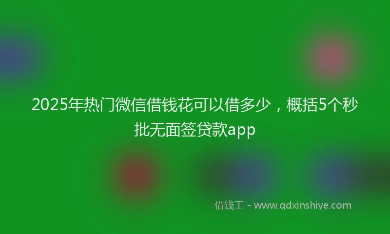 2025年热门微信借钱花可以借多少，概括5个秒批无面签贷款app