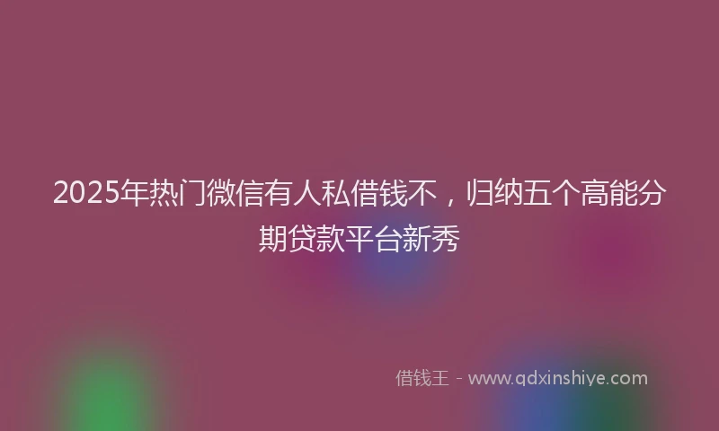 2025年热门微信有人私借钱不，归纳五个高能分期贷款平台新秀