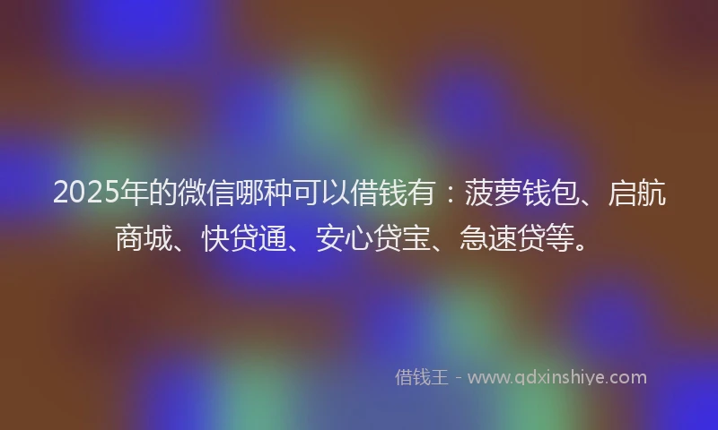 2025年的微信哪种可以借钱有：菠萝钱包、启航商城、快贷通、安心贷宝、急速贷等。