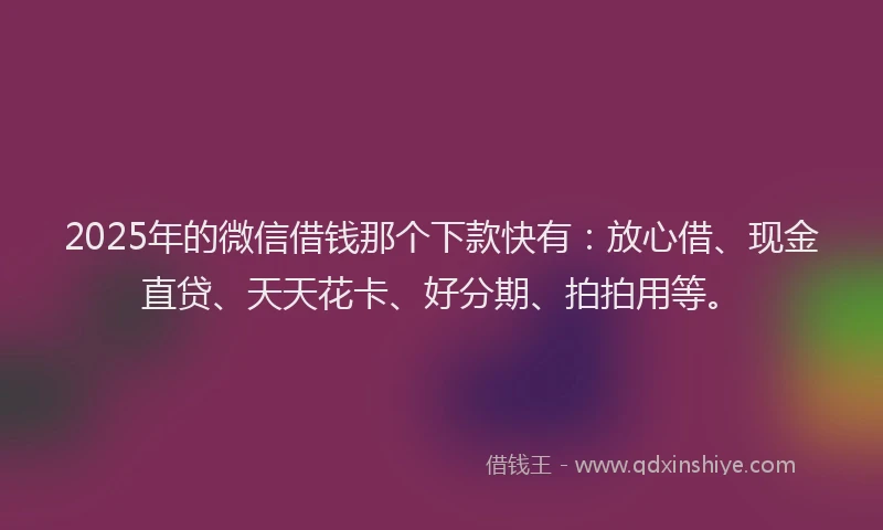 2025年的微信借钱那个下款快有：放心借、现金直贷、天天花卡、好分期、拍拍用等。