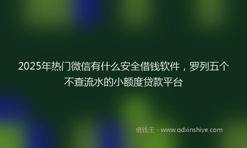 2025年热门微信有什么安全借钱软件，罗列五个不查流水的小额度贷款平台