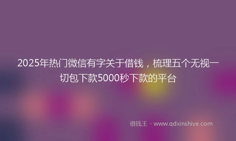 2025年热门微信有字关于借钱，梳理五个无视一切包下款5000秒下款的平台