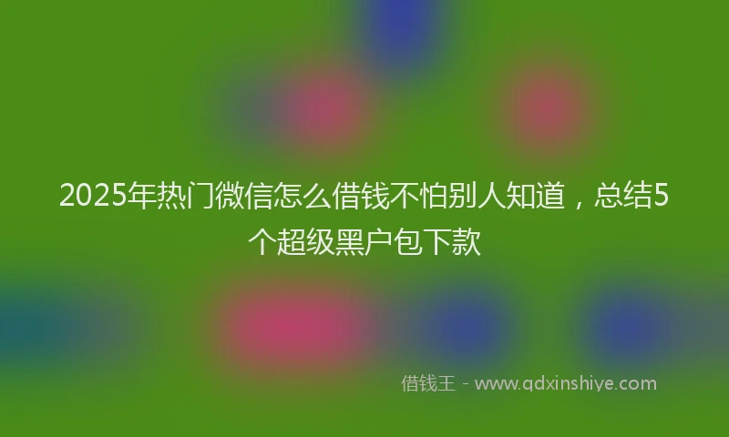 2025年热门微信怎么借钱不怕别人知道，总结5个超级黑户包下款