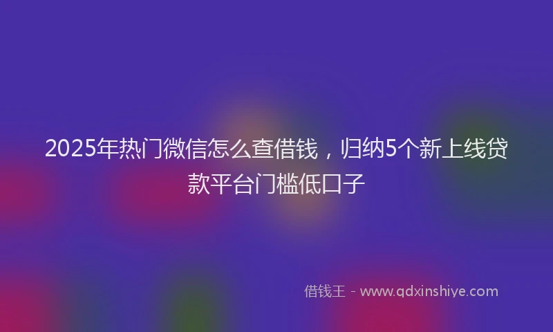 2025年热门微信怎么查借钱，归纳5个新上线贷款平台门槛低口子
