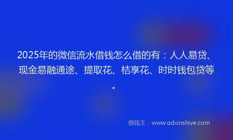 2025年的微信流水借钱怎么借的有：人人易贷、现金易融通途、提取花、桔享花、时时钱包贷等。