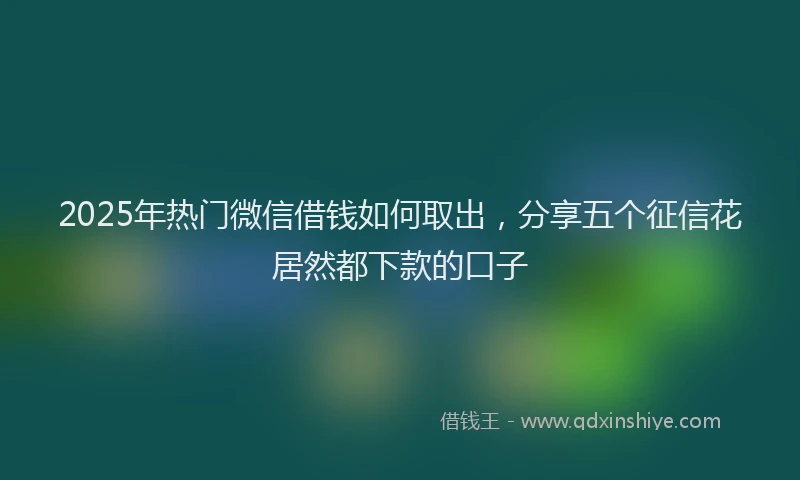 2025年热门微信借钱如何取出，分享五个征信花居然都下款的口子