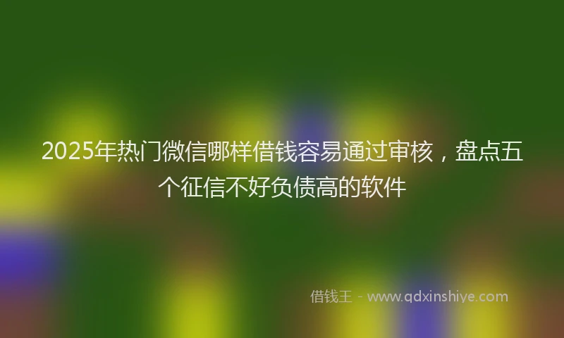 2025年热门微信哪样借钱容易通过审核，盘点五个征信不好负债高的软件