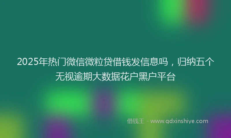 2025年热门微信微粒贷借钱发信息吗，归纳五个无视逾期大数据花户黑户平台
