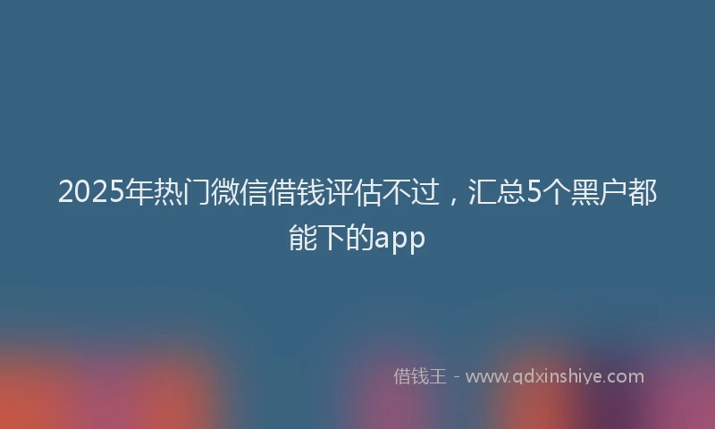 2025年热门微信借钱评估不过，汇总5个黑户都能下的app