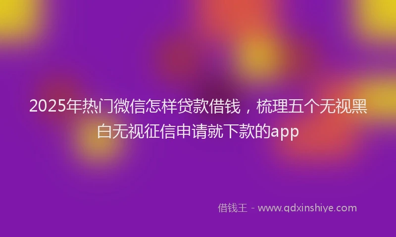 2025年热门微信怎样贷款借钱，梳理五个无视黑白无视征信申请就下款的app