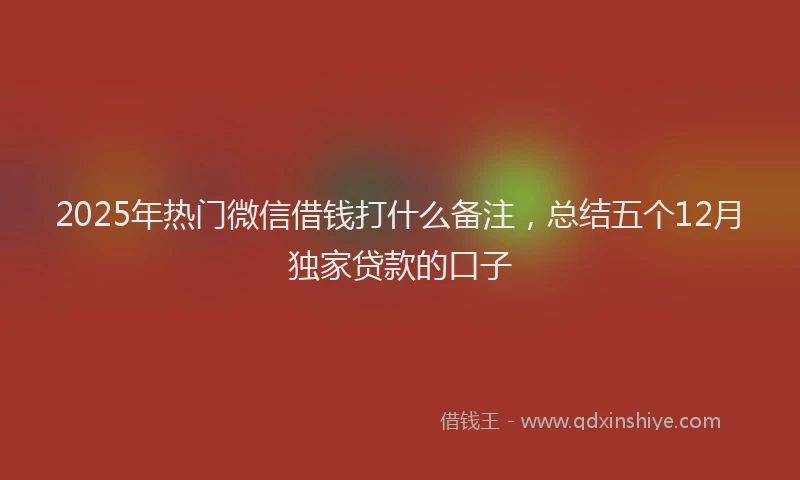 2025年热门微信借钱打什么备注，总结五个12月独家贷款的口子