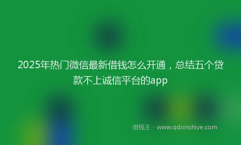 2025年热门微信最新借钱怎么开通，总结五个贷款不上诚信平台的app