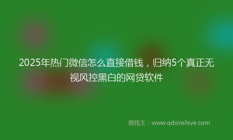 2025年热门微信怎么直接借钱，归纳5个真正无视风控黑白的网贷软件