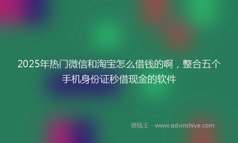 2025年热门微信和淘宝怎么借钱的啊，整合五个手机身份证秒借现金的软件
