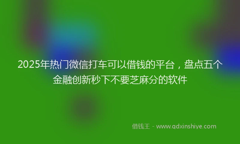 2025年热门微信打车可以借钱的平台，盘点五个金融创新秒下不要芝麻分的软件