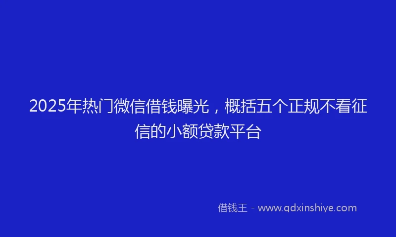 2025年热门微信借钱曝光，概括五个正规不看征信的小额贷款平台