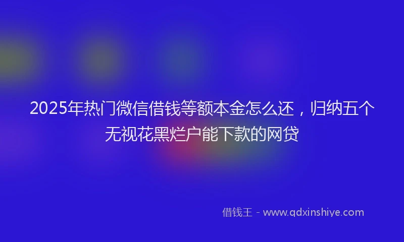 2025年热门微信借钱等额本金怎么还，归纳五个无视花黑烂户能下款的网贷