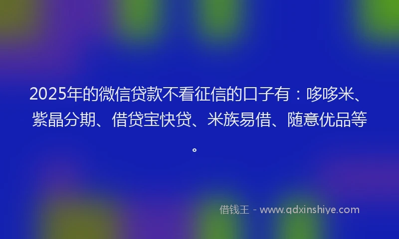 2025年的微信贷款不看征信的口子有：哆哆米、紫晶分期、借贷宝快贷、米族易借、随意优品等。