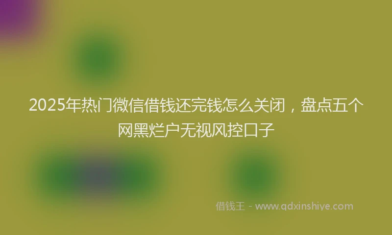 2025年热门微信借钱还完钱怎么关闭，盘点五个网黑烂户无视风控口子