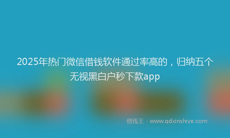 2025年热门微信借钱软件通过率高的，归纳五个无视黑白户秒下款app